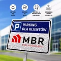 Tabliczka: Parking dla klientów z logotypem firmy, instytucji, placówki