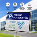 Tabliczka: Parking dla klientów z logotypem firmy, instytucji, placówki