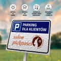 Tabliczka: Parking dla klientów z logotypem firmy, instytucji, placówki