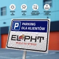 Tabliczka: Parking dla klientów z logotypem firmy, instytucji, placówki