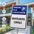 Tabliczka: Parking dla lokatorów z indywidualną nazwą