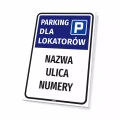 Tabliczka: Parking dla lokatorów z indywidualną nazwą