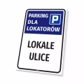 Tabliczka: Parking dla lokatorów z indywidualną nazwą