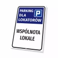 Tabliczka: Parking dla lokatorów z indywidualną nazwą