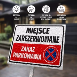 Tabliczka parkingowa: Miejsce zarezerwowane, zakaz parkowania