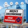 Tabliczka parkingowa: Miejsce zarezerwowane, zakaz parkowania