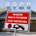 Tabliczka parkingowa: Prywatne miejsca postojowe, zakaz parkowania