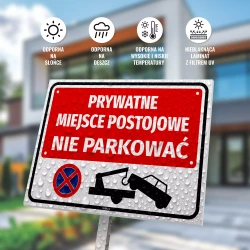 Tabliczka parkingowa: Prywatne miejsce postojowe, nie parkować