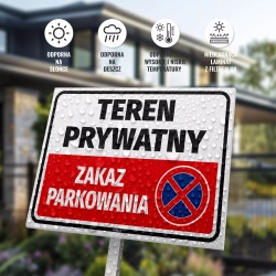 Tabliczka parkingowa: Teren prywatny, zakaz parkowania