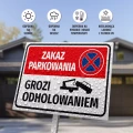 Tabliczka parkingowa: Zakaz parkowania, grozi odholowaniem