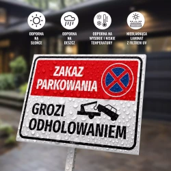 Tabliczka parkingowa: Zakaz parkowania, grozi odholowaniem