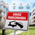 Tabliczka parkingowa: Zakaz parkowania, z symbolem odholowania