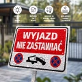 Tabliczka: Wyjazd, nie zastawiać