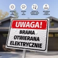 Tabliczka: Brama otwierana elektrycznie