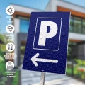 Tabliczka parking, strzałka w lewo