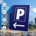 Tabliczka parking, strzałka w lewo