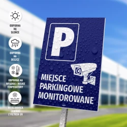 Tabliczka parkingowa: Miejsce parkingowe monitorowane