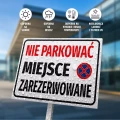 Tabliczka parkingowa: Nie parkować, miejsce zarezerwowane