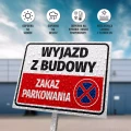 Tabliczka parkingowa: Wyjazd z budowy, zakaz parkowania