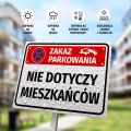 Tabliczka: zakaz parkowania, nie dotyczy mieszkańców