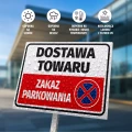 Tabliczka parkingowa: Dostawa towaru, zakaz parkowania