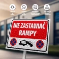 Tabliczka parkingowa: Nie zastawiać rampy