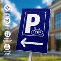 Tabliczka parkingowa: Parking dla rowerów, strzałka w lewo
