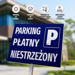 Tabliczka parkingowa: Parking płatny, niestrzeżony