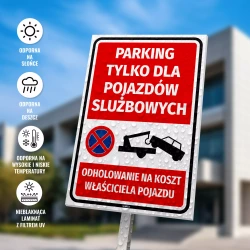 Tabliczka parkingowa: Parking tylko dla pojazdów slużbowych