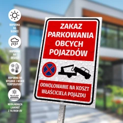 Tabliczka parkingowa: Zakaz parkowania obcych pojazdów