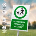 Tabliczka: Psy prosimy prowadzić na smyczy