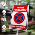 Tabliczka: Teren prywatny, zakaz parkowania