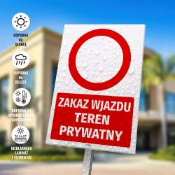 Tabliczka: Zakaz wjazdu, teren prywatny