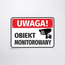 Naklejka Uwaga, obiekt monitorowany, także jako magnes