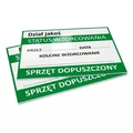 Tabliczki suchościeralne A3 z nadrukiem Status wzorcowania i Sprzęt dopuszczony, widoczna grubość płyty