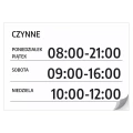 Naklejka Czynne z godzinami i dniami handlu