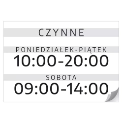 Naklejka Czynne z godzinami i dniami, personalizowana
