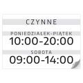 Naklejka Czynne z godzinami i dniami, personalizowana