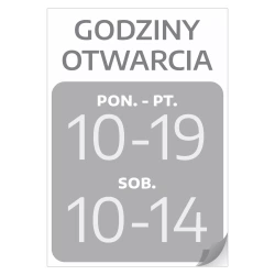 Naklejka na drzwi - godziny otwarcia