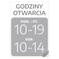Naklejka na drzwi - godziny otwarcia