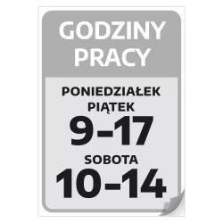 Naklejka na drzwi - godziny pracy