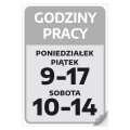 Naklejka na drzwi - godziny pracy