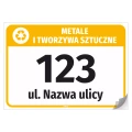 Naklejka na kosz Metale tworzywa sztuczne, Ulica, numer domu
