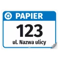 Naklejka na kosz Papier, personalizacja - ulica, numer