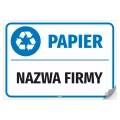 Naklejka na kosz z odpadami: Papier, z nazwą firmy do personalizacji