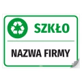Naklejka na kosz z odpadami: Szkło, z nazwą firmy do personalizacji
