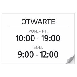 Naklejka Otwarte z dniami i godzinami do personalizacji