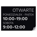 Naklejka Otwarte, z godzinami i dniami