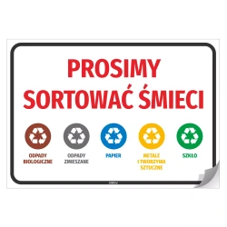Naklejka samoprzylepna: Prosimy sortować śmieci