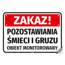 Naklejka samoprzylepna: zakaz pozostawiania śmieci i gruzu